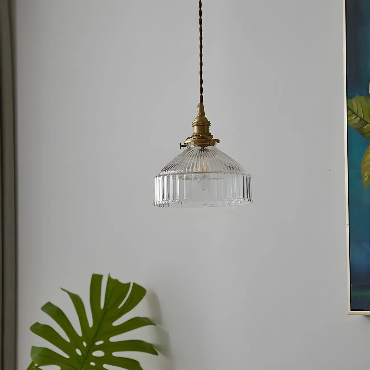Suspension industrielle en verre transparent pour cuisine
