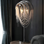 Lampe de table décorative contemporaine à chaîne argentée