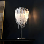 Lampe de table décorative contemporaine à chaîne argentée