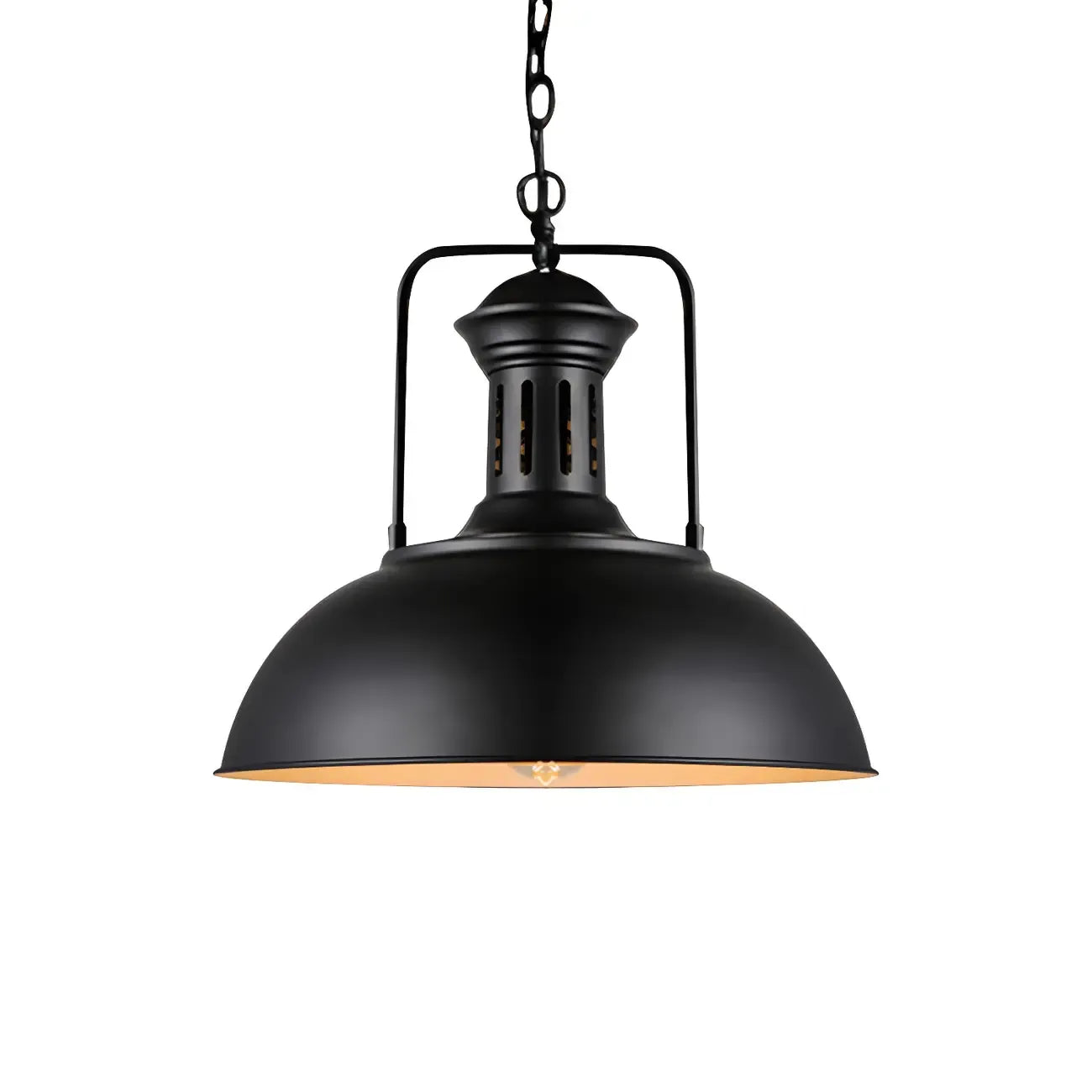 Suspension industrielle noire en forme de dôme pour îlot de cuisine