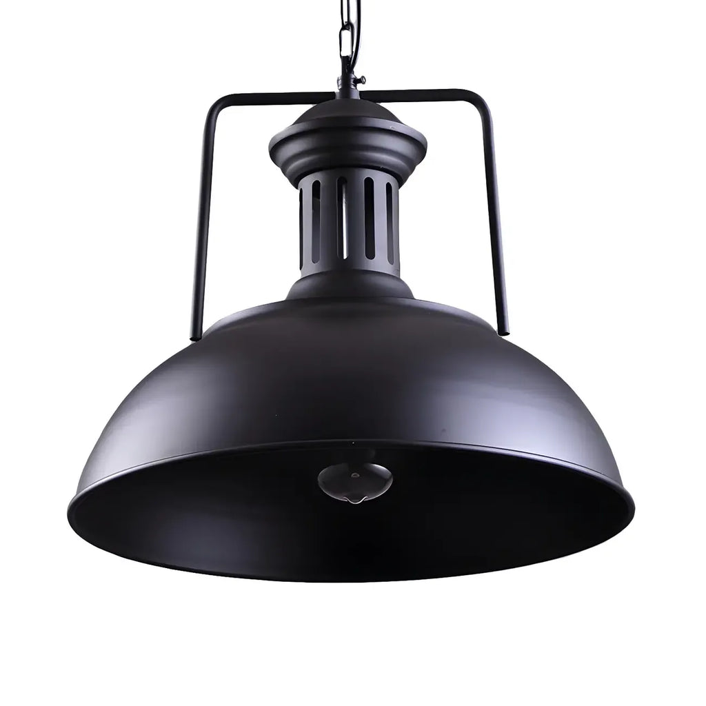 Suspension industrielle noire en forme de dôme pour îlot de cuisine