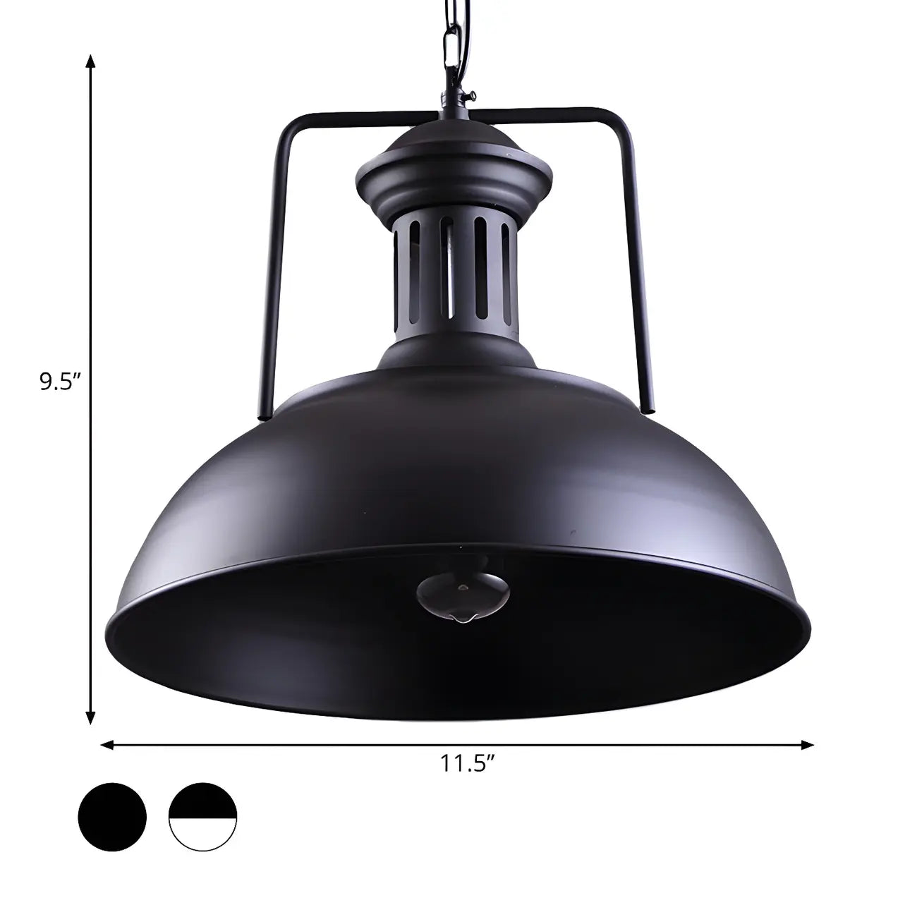 Suspension industrielle noire en forme de dôme pour îlot de cuisine