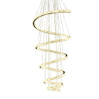 Grand lustre moderne à spirale LED en cristal et à plusieurs niveaux