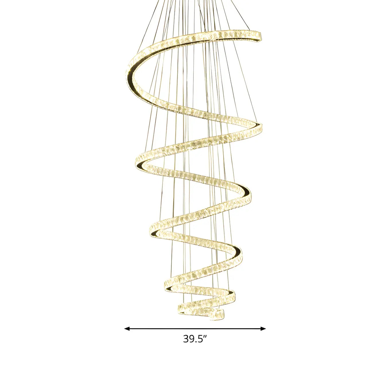 Grand lustre moderne à spirale LED en cristal et à plusieurs niveaux