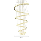 Grand lustre moderne à spirale LED en cristal et à plusieurs niveaux