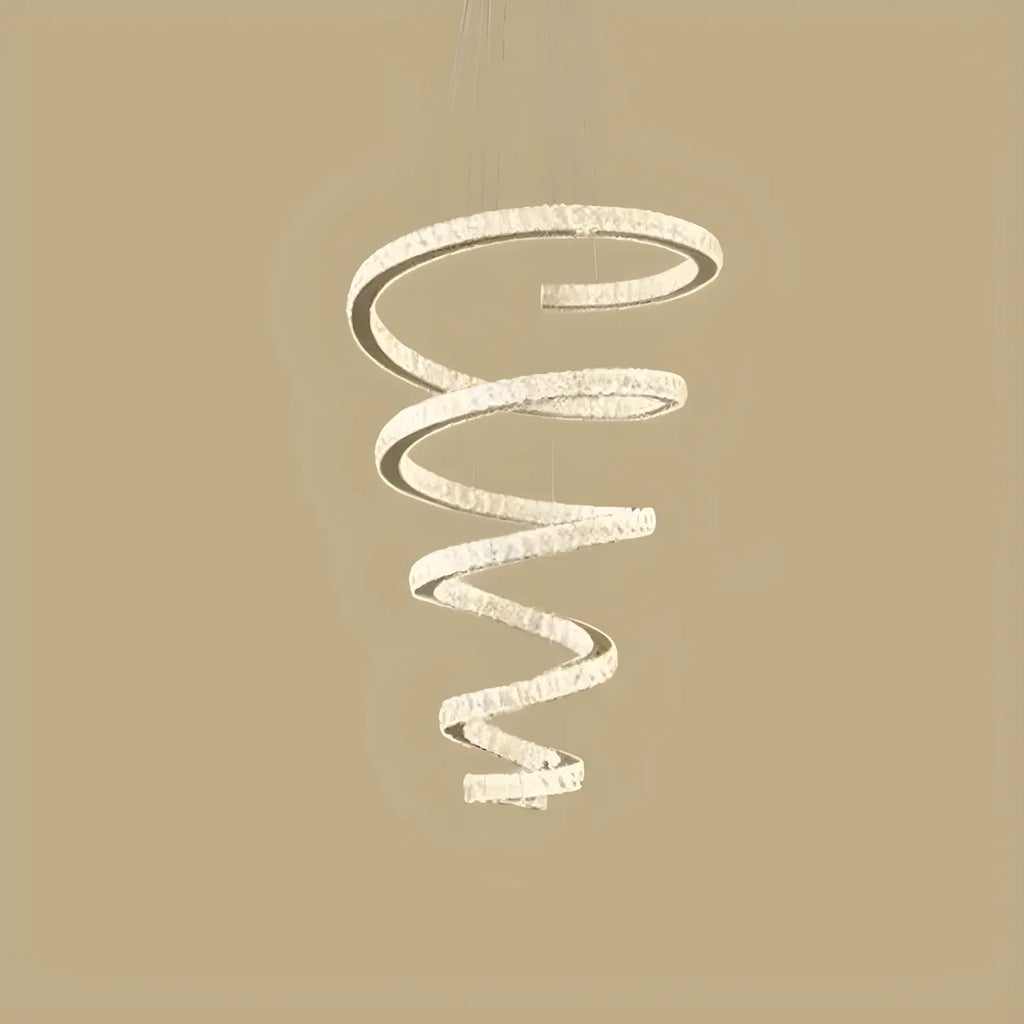 Grand lustre moderne à spirale LED en cristal et à plusieurs niveaux