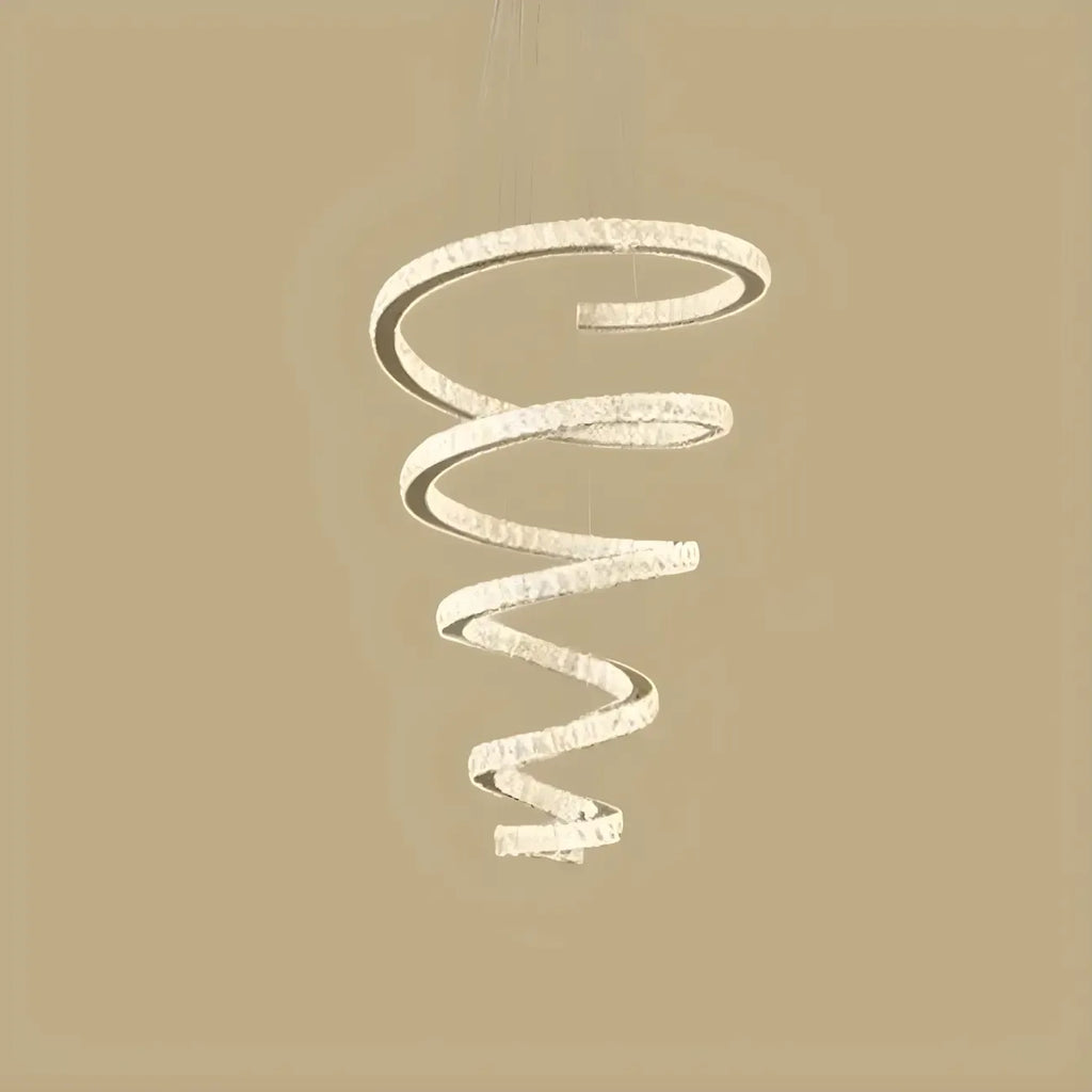 Grand lustre moderne à spirale LED en cristal et à plusieurs niveaux