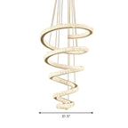 Grand lustre moderne à spirale LED en cristal et à plusieurs niveaux