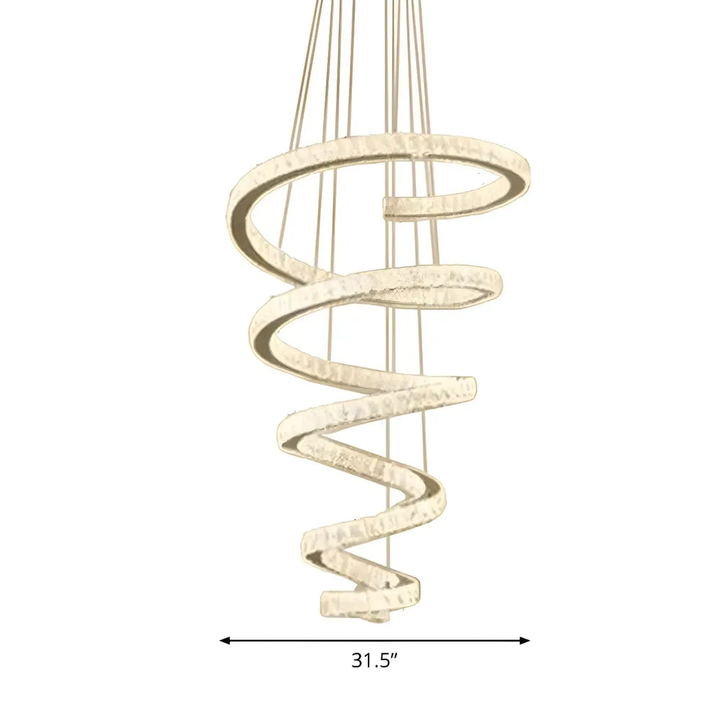 Grand lustre moderne à spirale LED en cristal et à plusieurs niveaux