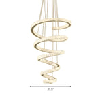 Grand lustre moderne à spirale LED en cristal et à plusieurs niveaux