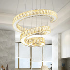 Grand lustre moderne à spirale LED en cristal et à plusieurs niveaux