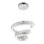 Grand lustre moderne à spirale LED en cristal et à plusieurs niveaux