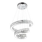 Grand lustre moderne à spirale LED en cristal et à plusieurs niveaux