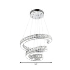 Grand lustre moderne à spirale LED en cristal et à plusieurs niveaux