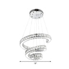 Grand lustre moderne à spirale LED en cristal et à plusieurs niveaux