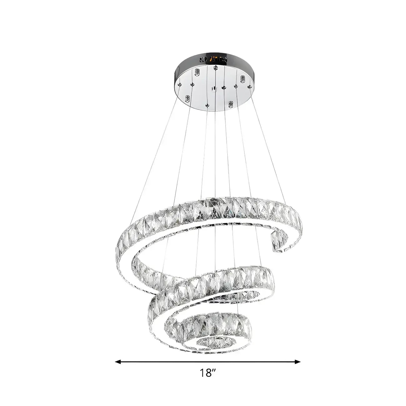 Grand lustre moderne à spirale LED en cristal et à plusieurs niveaux