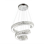 Grand lustre moderne à spirale LED en cristal et à plusieurs niveaux