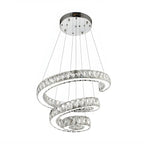 Grand lustre moderne à spirale LED en cristal et à plusieurs niveaux