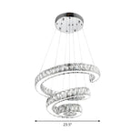 Grand lustre moderne à spirale LED en cristal et à plusieurs niveaux