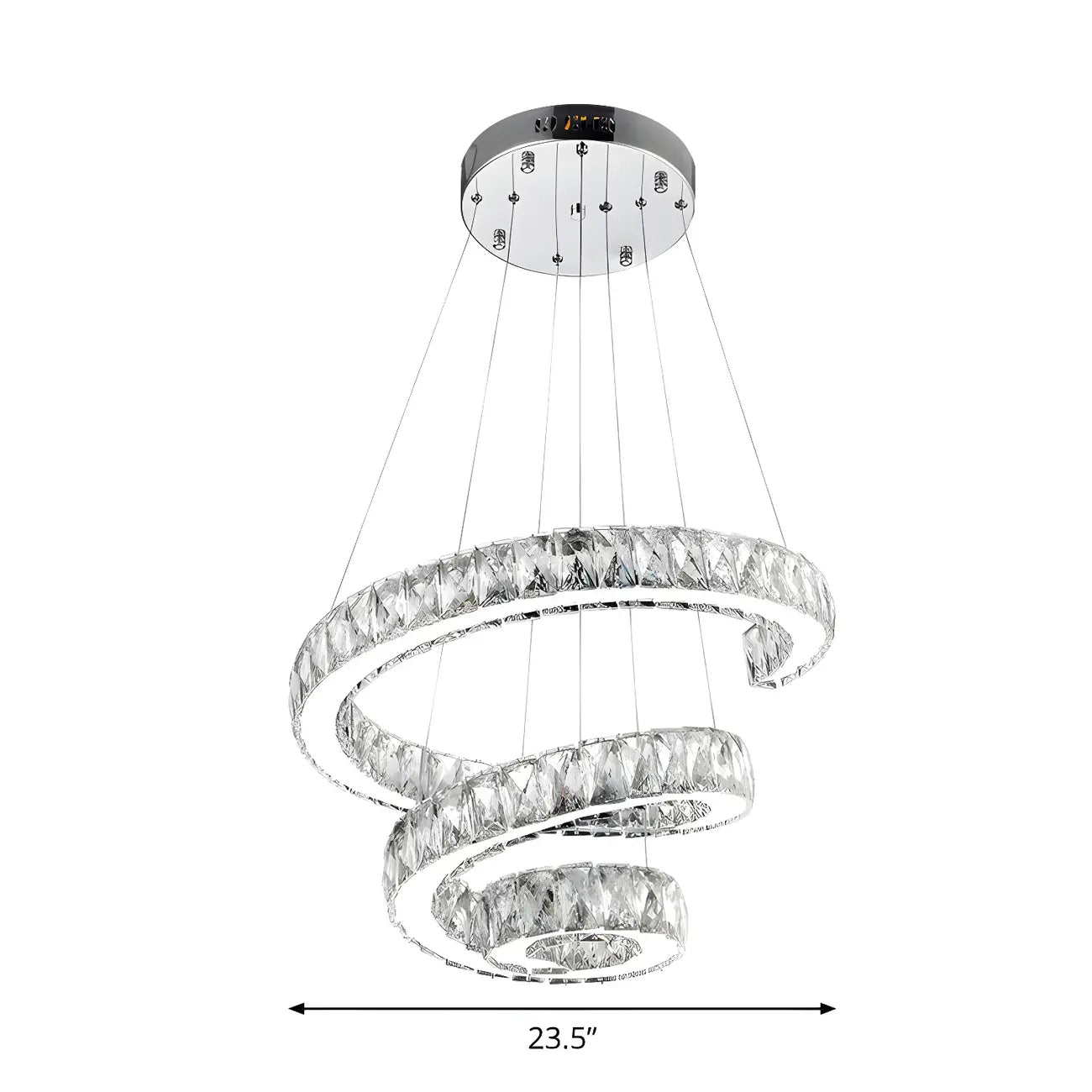 Grand lustre moderne à spirale LED en cristal et à plusieurs niveaux