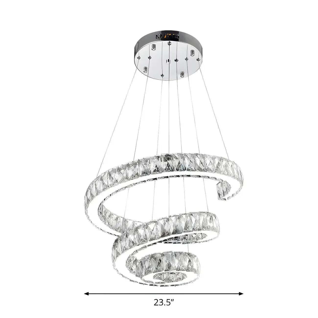 Grand lustre moderne à spirale LED en cristal et à plusieurs niveaux