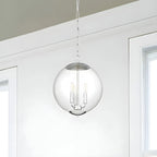 Mini lustre sphérique en verre transparent à 3 lumières