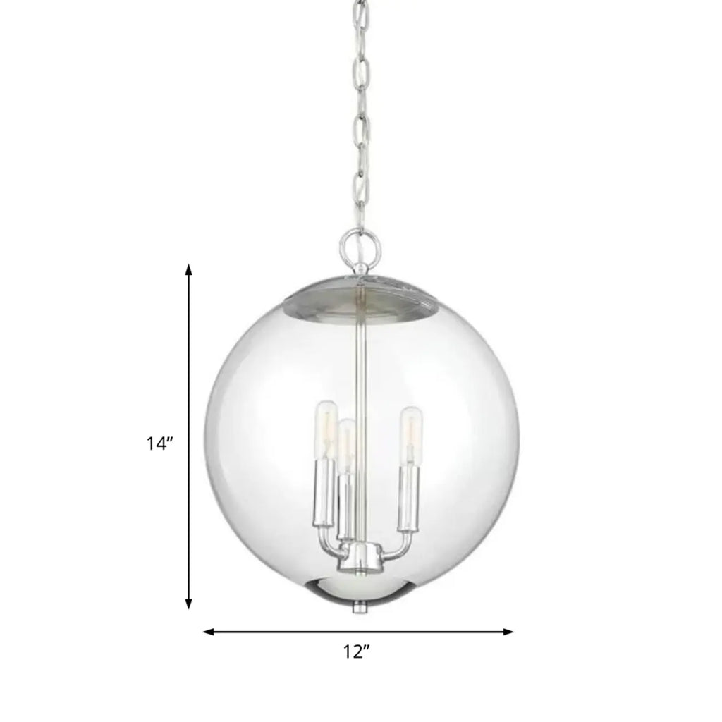 Mini lustre sphérique en verre transparent à 3 lumières