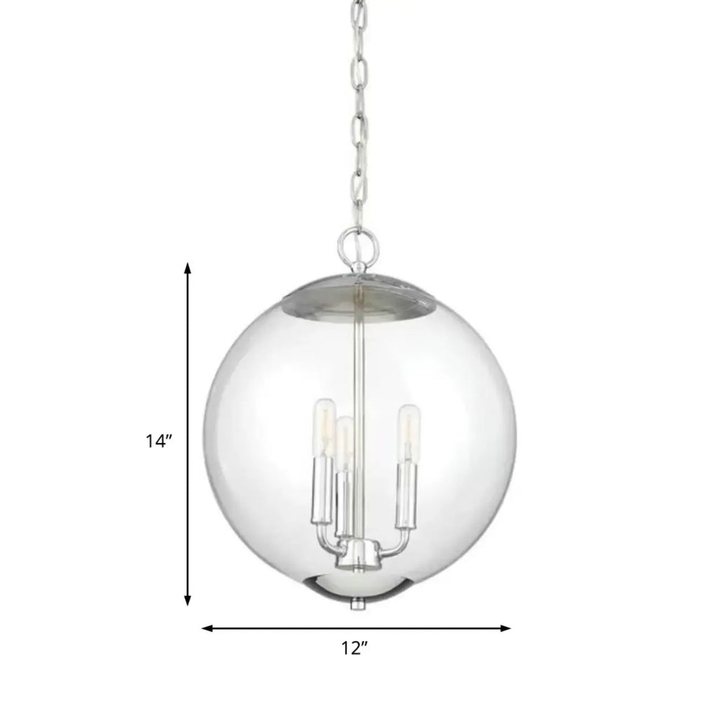 Mini lustre sphérique en verre transparent à 3 lumières