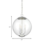 Mini lustre sphérique en verre transparent à 3 lumières
