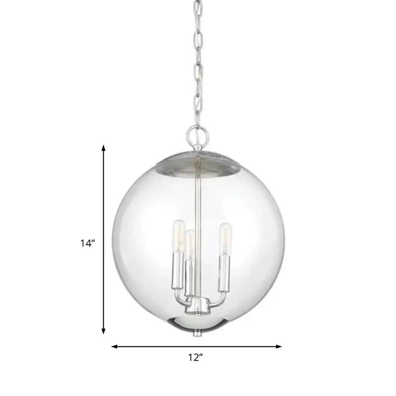 Mini lustre sphérique en verre transparent à 3 lumières