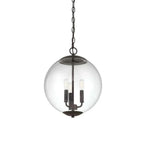 Mini lustre sphérique en verre transparent à 3 lumières