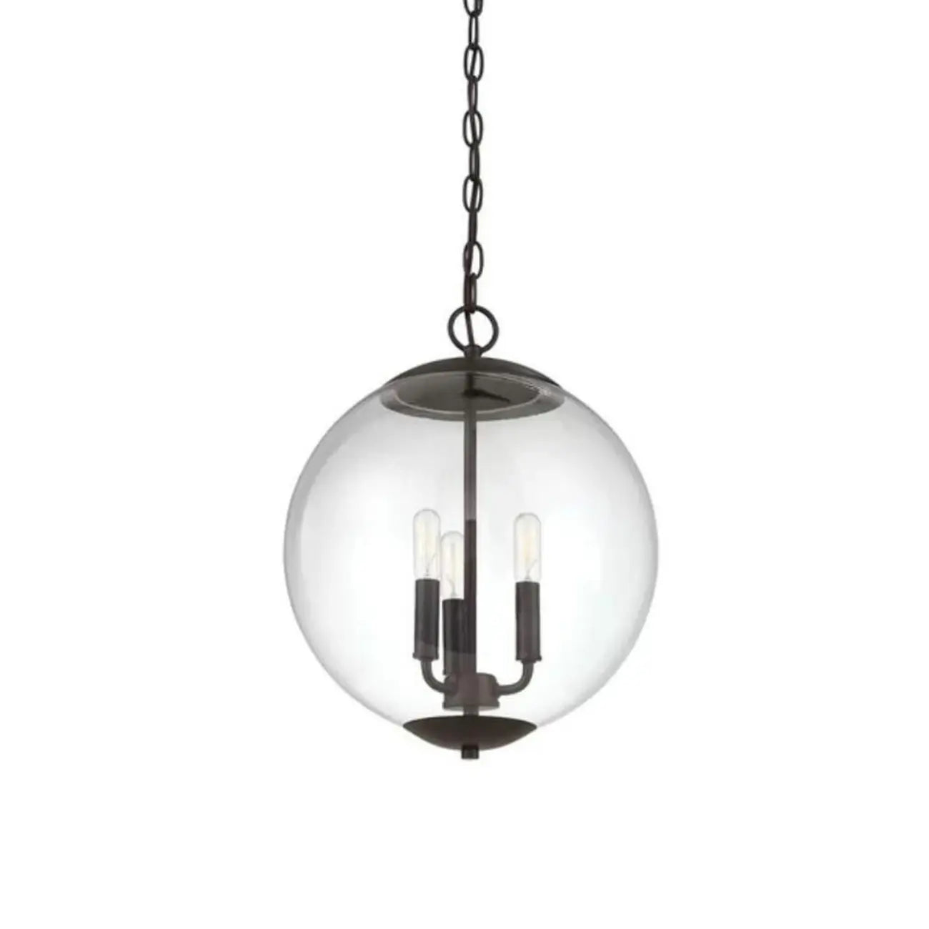 Mini lustre sphérique en verre transparent à 3 lumières