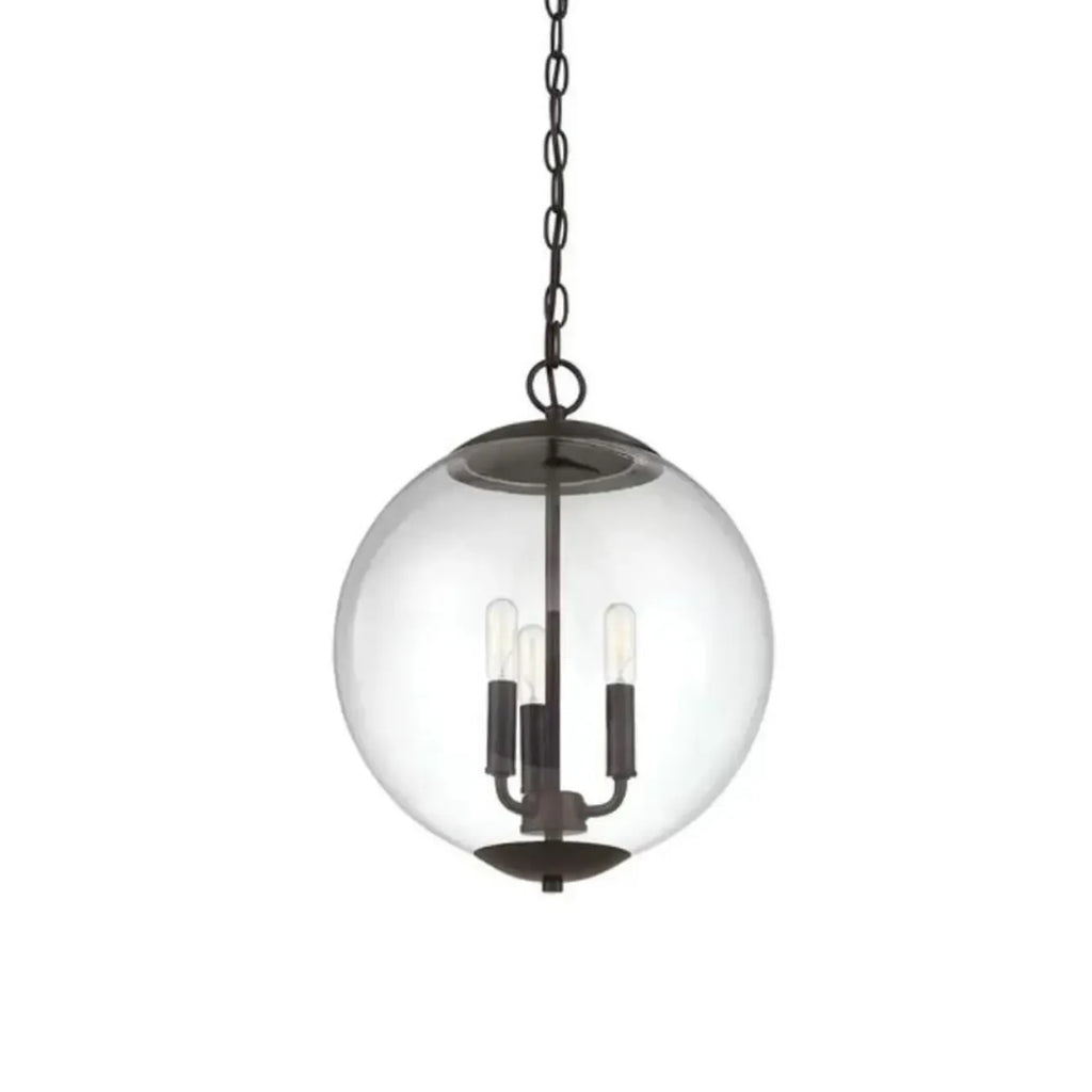 Mini lustre sphérique en verre transparent à 3 lumières