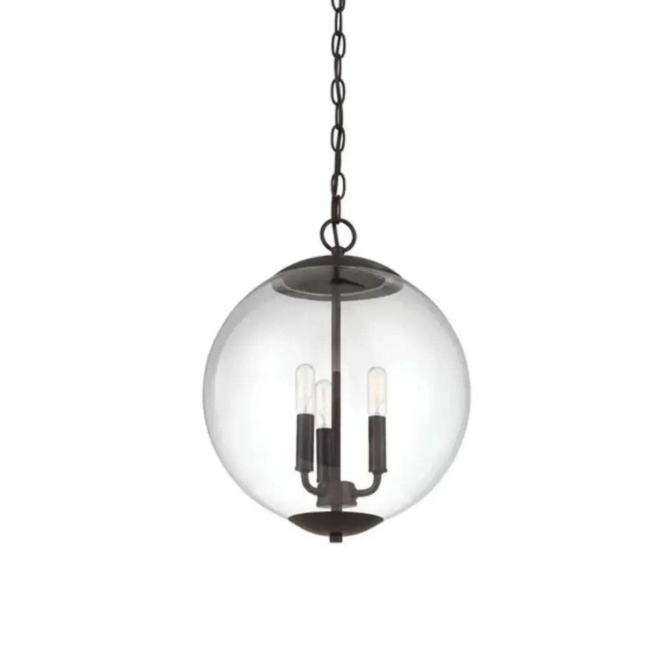 Mini lustre sphérique en verre transparent à 3 lumières