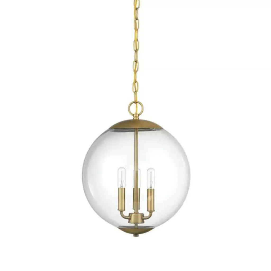 Mini lustre sphérique en verre transparent à 3 lumières
