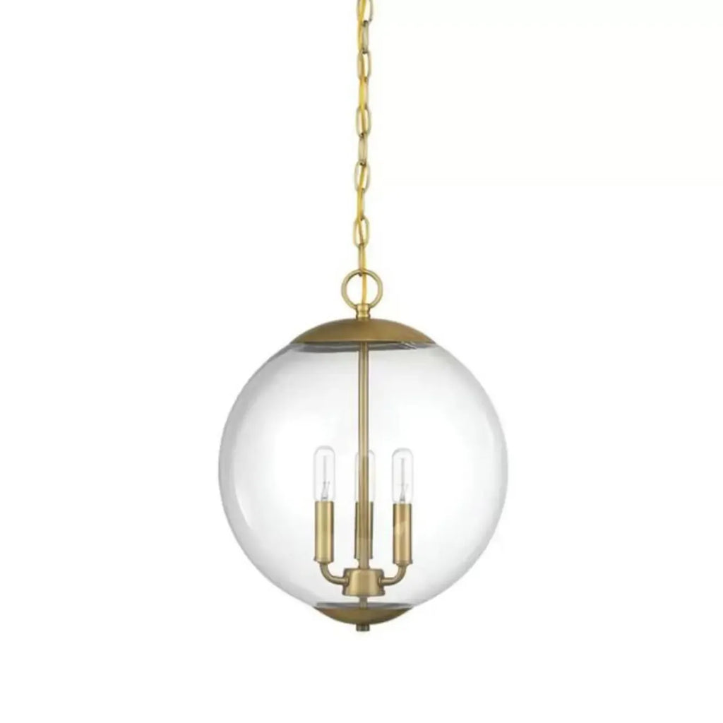 Mini lustre sphérique en verre transparent à 3 lumières