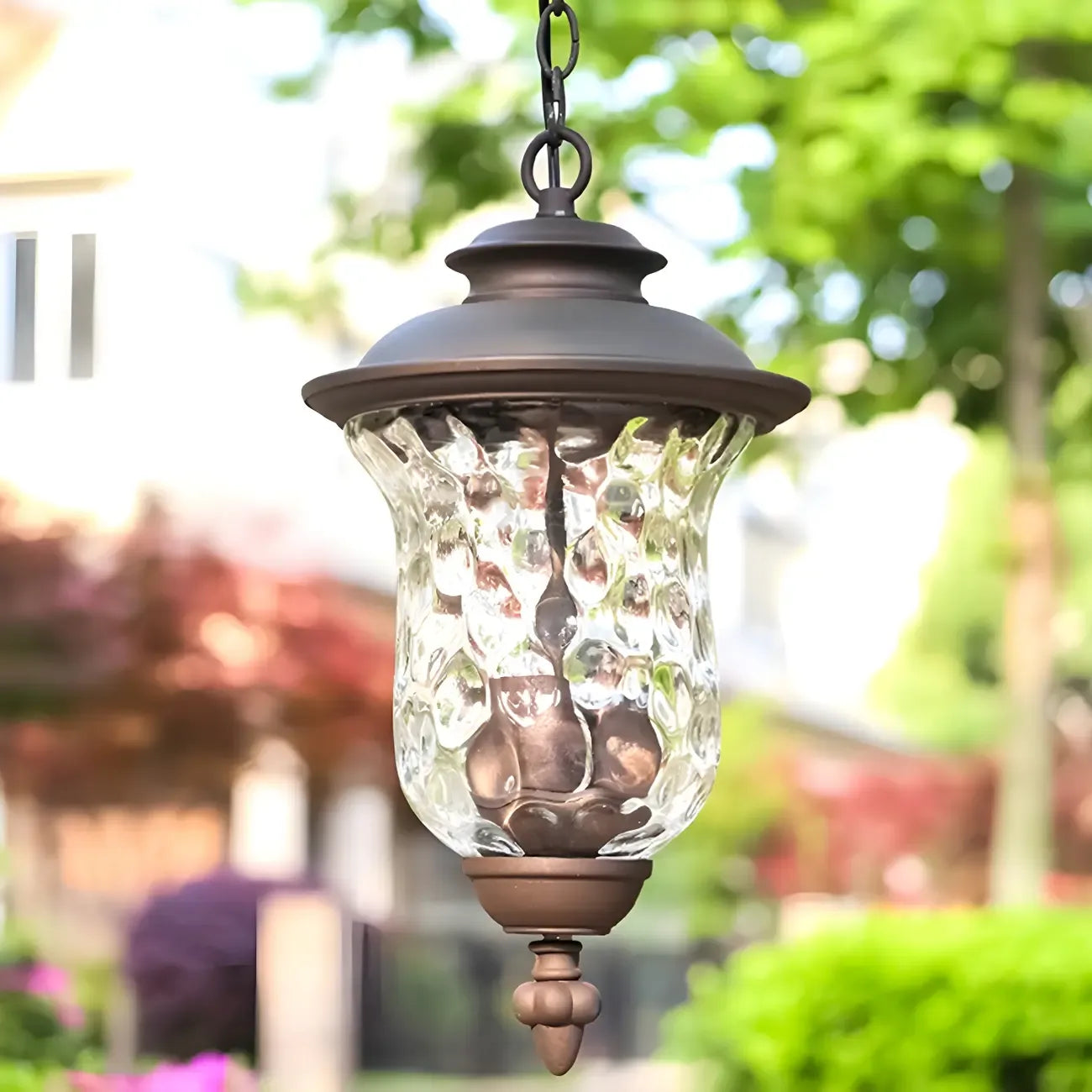 Suspensions extérieures industrielles en verre gris bronze à 3 lumières
