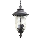 Suspensions extérieures industrielles en verre gris bronze à 3 lumières