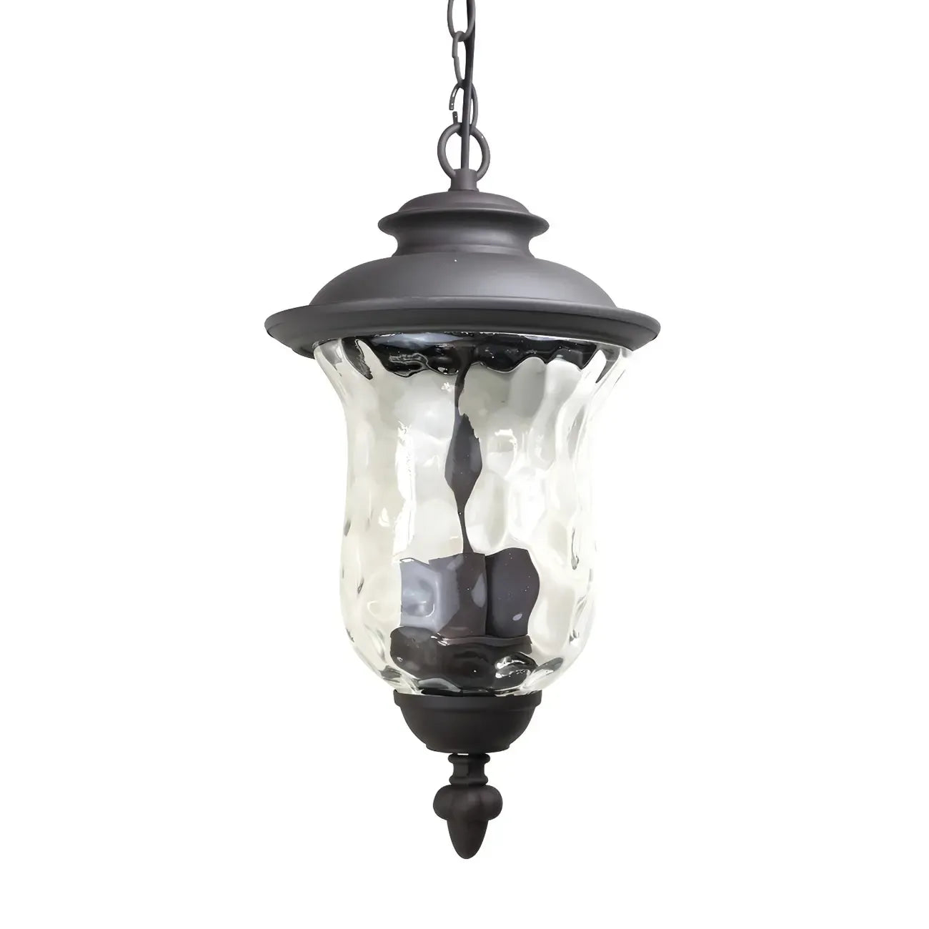 Suspensions extérieures industrielles en verre gris bronze à 3 lumières