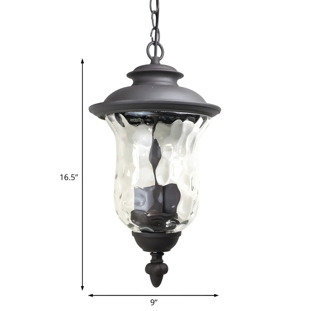 Suspensions extérieures industrielles en verre gris bronze à 3 lumières