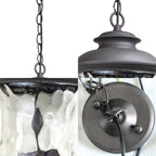 Suspensions extérieures industrielles en verre gris bronze à 3 lumières