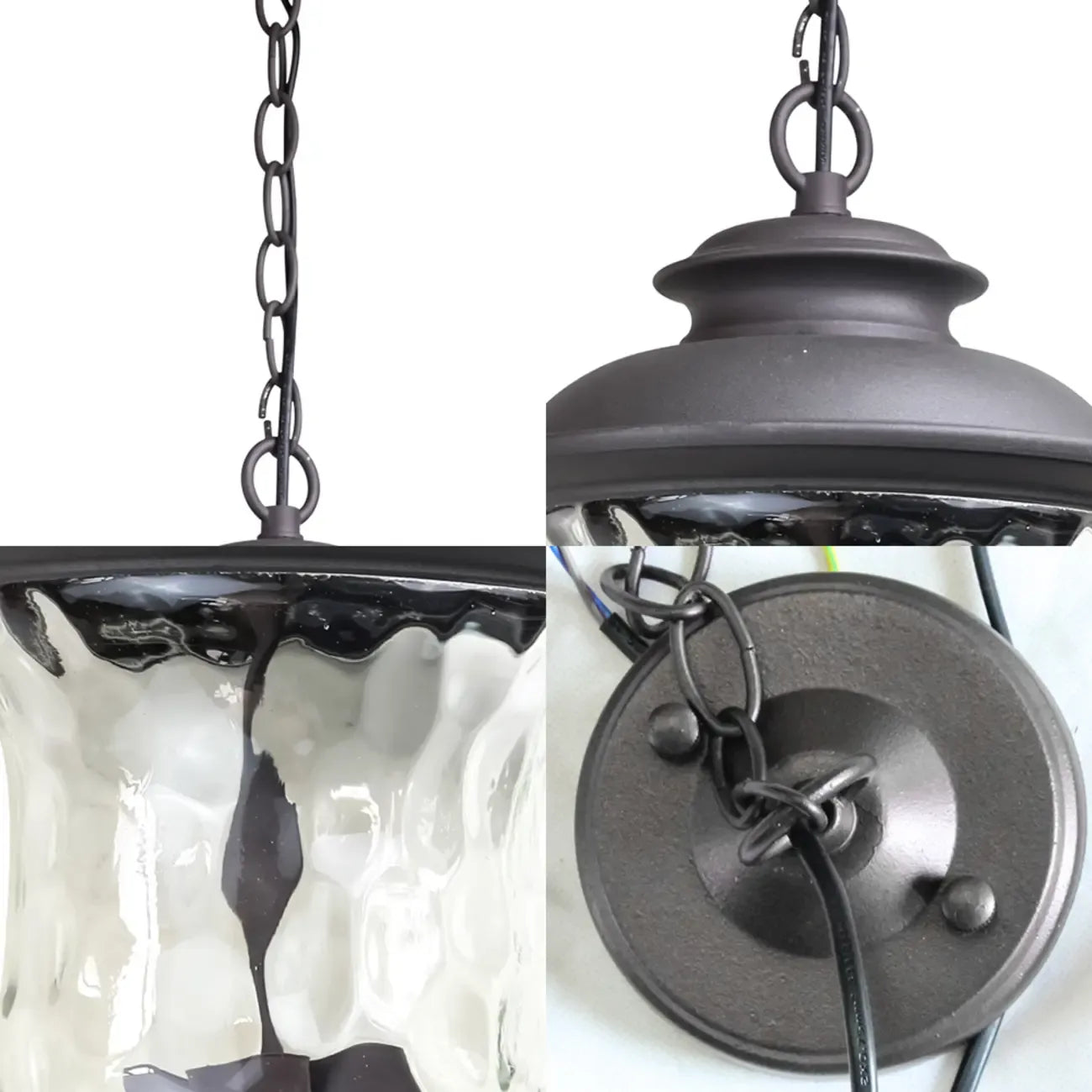 Suspensions extérieures industrielles en verre gris bronze à 3 lumières