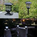 Éclairage paysager solaire moderne sur piquet en métal noir
