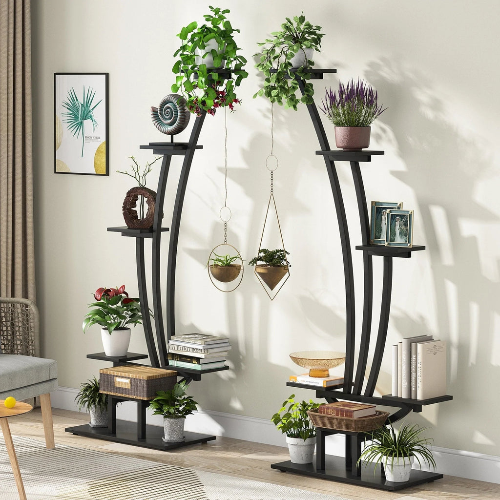 Support pour plantes d'intérieur, étagère à fleurs à 6 niveaux pour jardin - Lot de 2