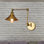 Applique murale industrielle en laiton à bras articulé pour intérieur