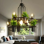 Lustre moderne circulaire en métal noir pour plantes