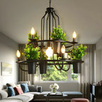 Lustre moderne circulaire en métal noir pour plantes