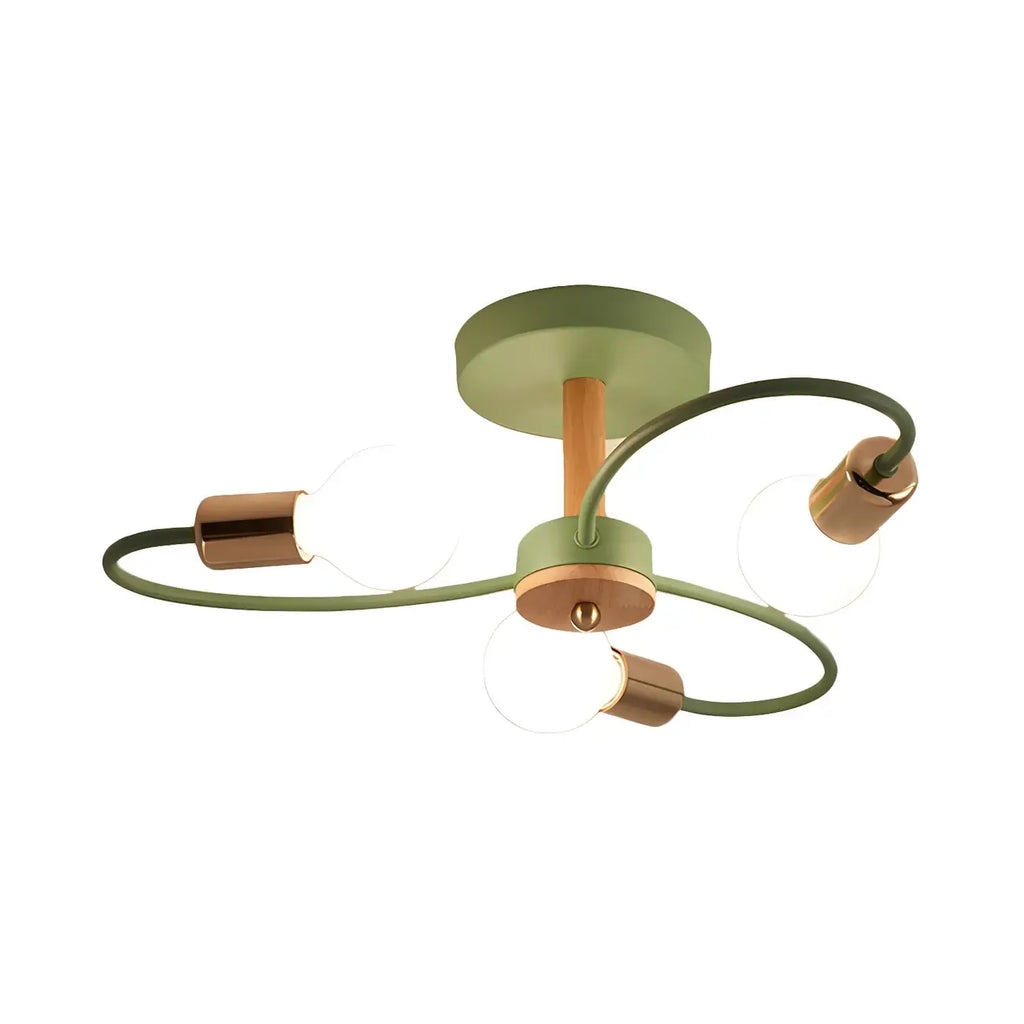 Plafonnier semi-encastré Sputnik vert incurvé moderne
