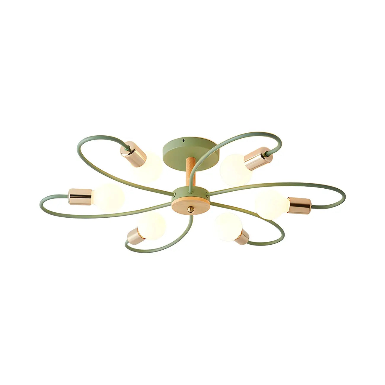 Plafonnier semi-encastré Sputnik vert incurvé moderne