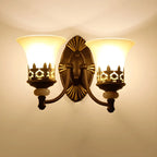 Applique murale rétro en verre évasé, métal brun foncé ajouré